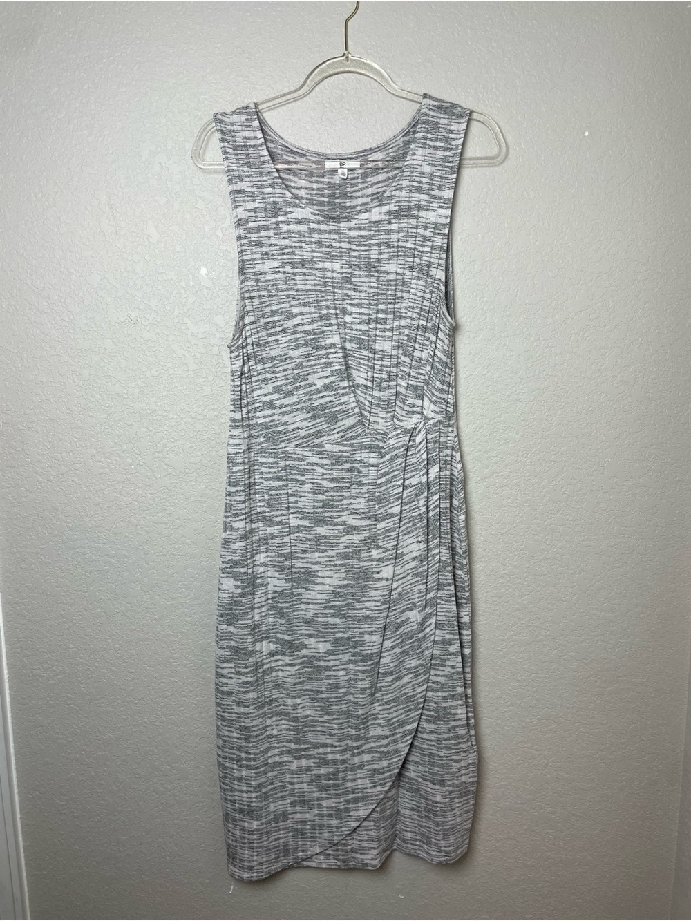 BP Sleeveless Gray Knit Wrap-Effect Midi Dress Size XL